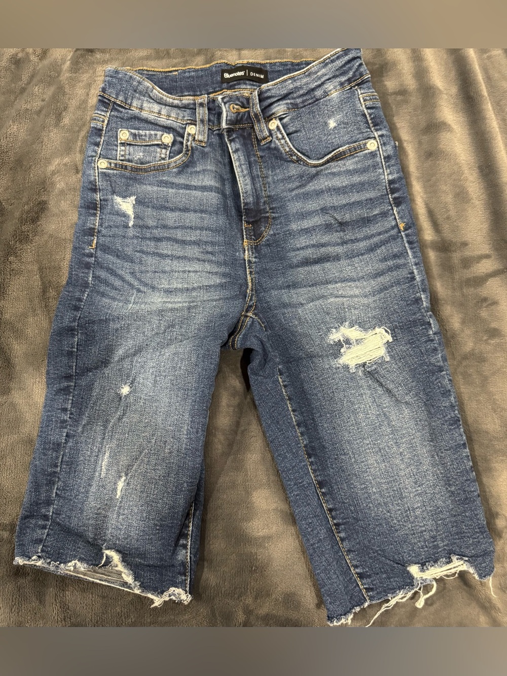 Bluenotes Distressed Blue Denim Bermuda Shorts